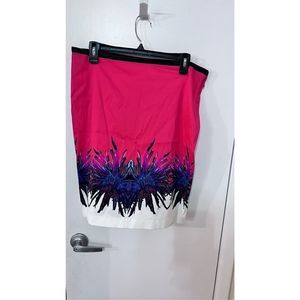 Roberto Cavalli Women's Neon Floral Print Pencil Skirt Hot Pink Blue Size 46